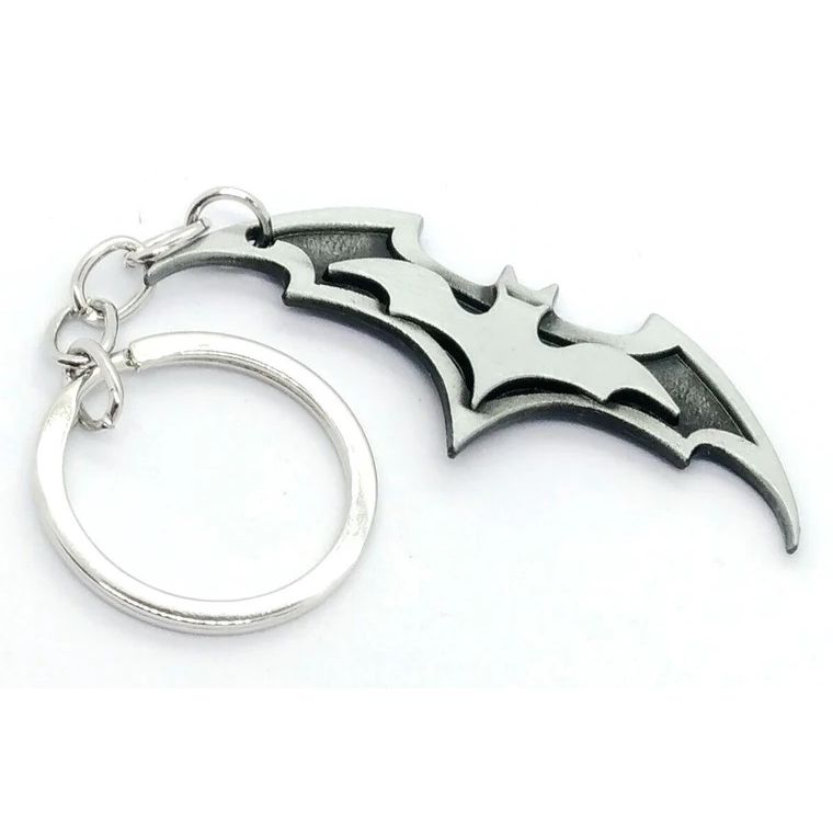 Batman Silver and Black Bat Logo Enamel Metal Keychain