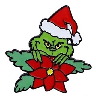 Dr. Seuss Grinch with Flower Enamel Pin / Tie Tack