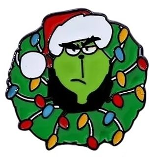 Dr. Seuss Grinch with Wreath Enamel Pin / Tie Tack