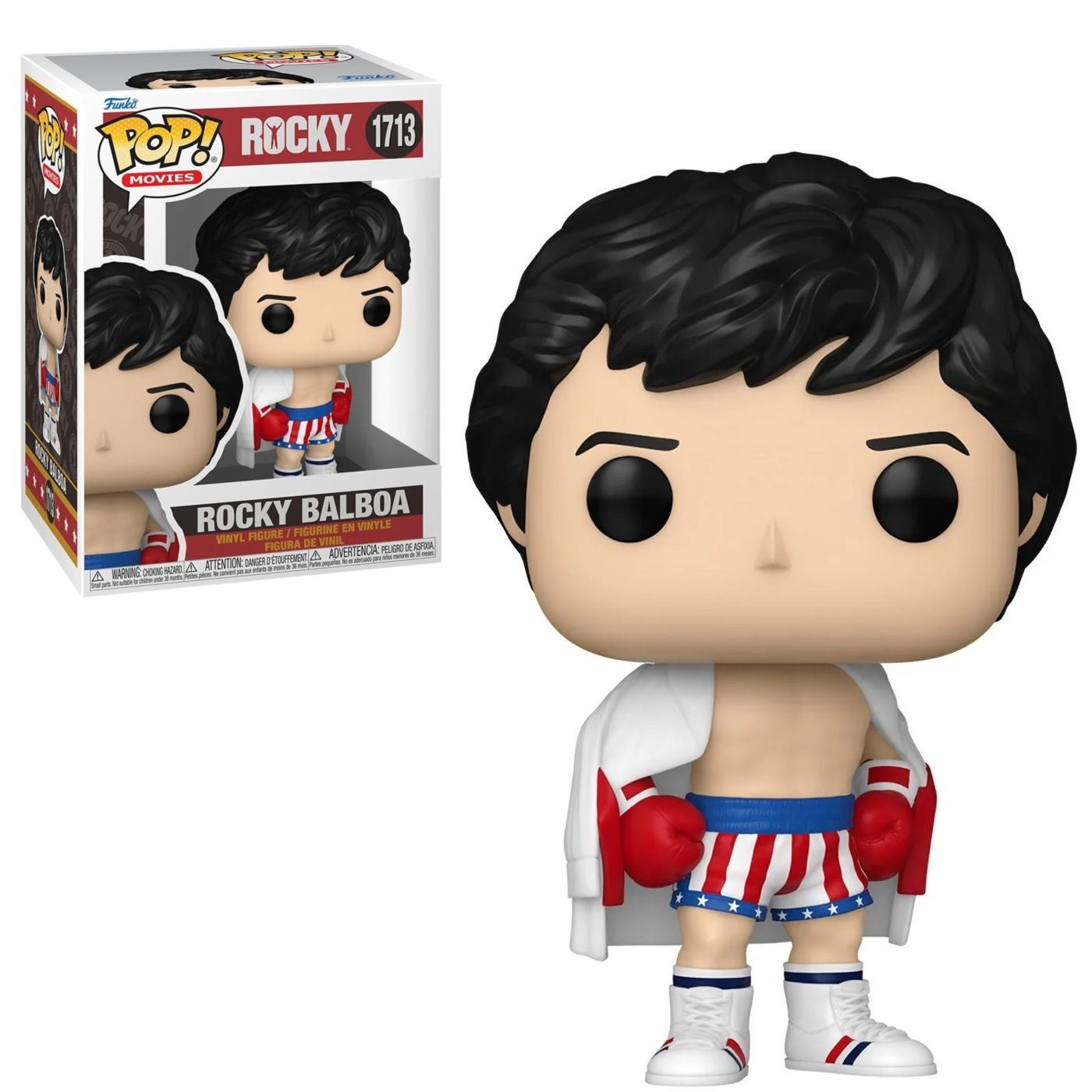 4 1/4 inch tall Rocky III Rocky Balboa POP! Movies Vinyl Figure 1713 in Window Display Box - 2024 Funko