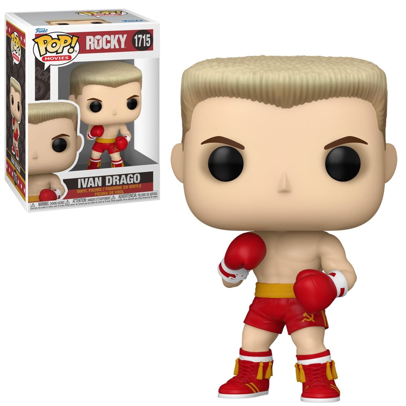 3 3/4 inch tall Ivan Drago from Rocky IV POP! Movies Vinyl Figure 1715 in Window Display Box by Funko