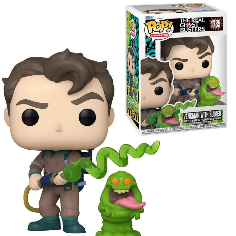 The Real Ghostbusters 3.75 inch Peter Venkman with 1.5 inch Slimer  POP! Animation Vinyl Figure 1785 in Window Display Box - 2024 Funko