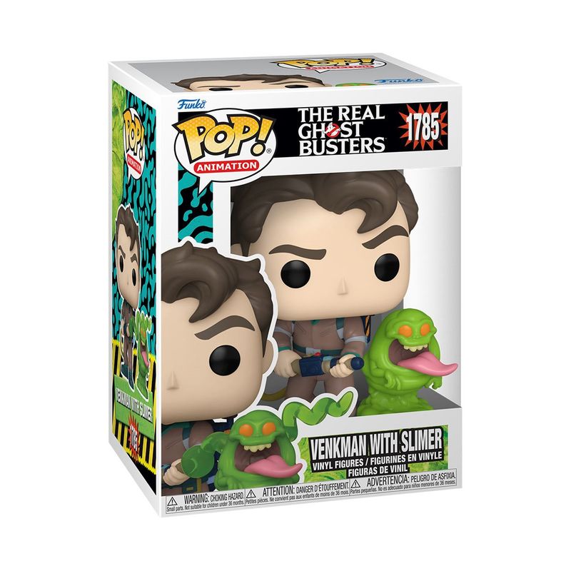 The Real Ghostbusters 3 3/4 inch Peter Venkman with 1 1/2 inch Slimer POP! Animation Vinyl Figure 1785 in Window Display Box - 2024 Funko
