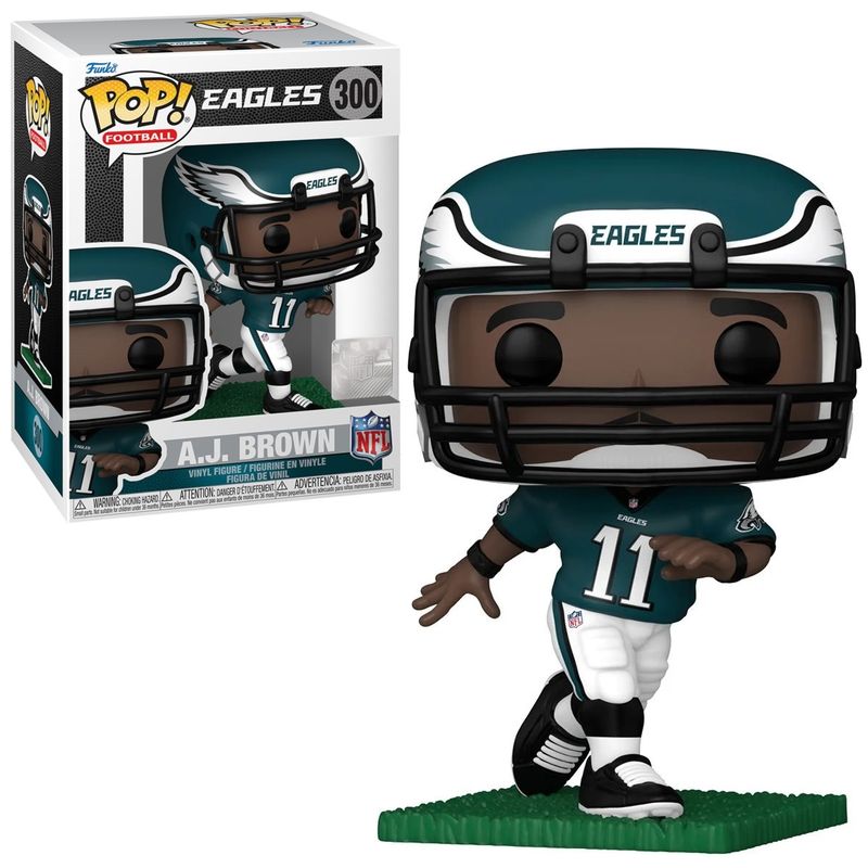 NFL A.J. Brown (Color) Philadelphia Eagles 4&quot;H POP! Football Vinyl Figure #300 in Window Display Box - 2024 Funko