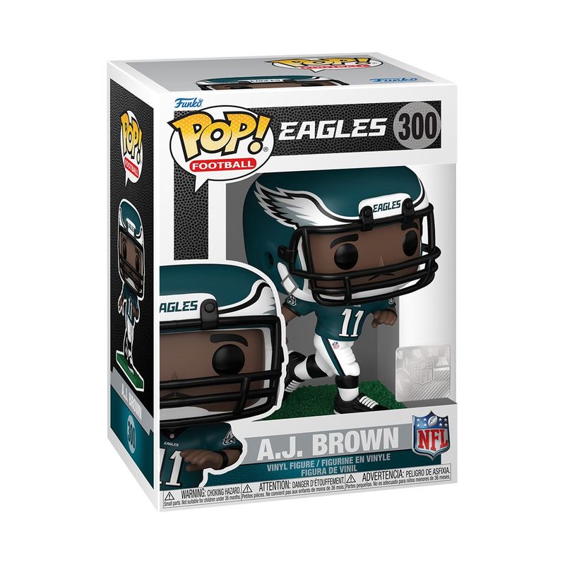 NFL 4 inch High Philadelphia Eagles A.J. Brown (Color) POP! Football Vinyl Figure 300 in Window Display Box - 2024 Funko