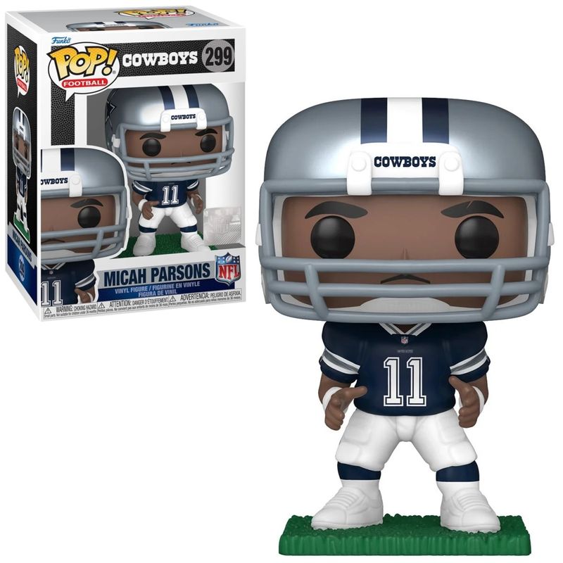 NFL Micah Parsons (Color) Dallas Cowboys 4&quot;H POP! Football Vinyl Figure #299 in Window Display Box - 2024 Funko