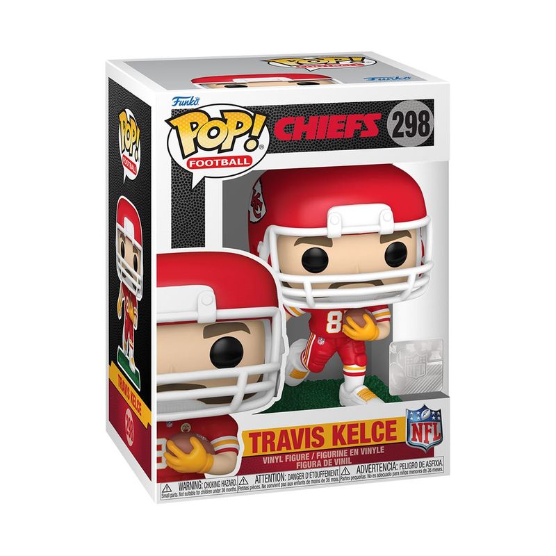 NFL Travis Kelce (Road) Kansas City Chiefs 4 inch POP! Football Vinyl Figure 298 in Window Display Box - 2024 Funko