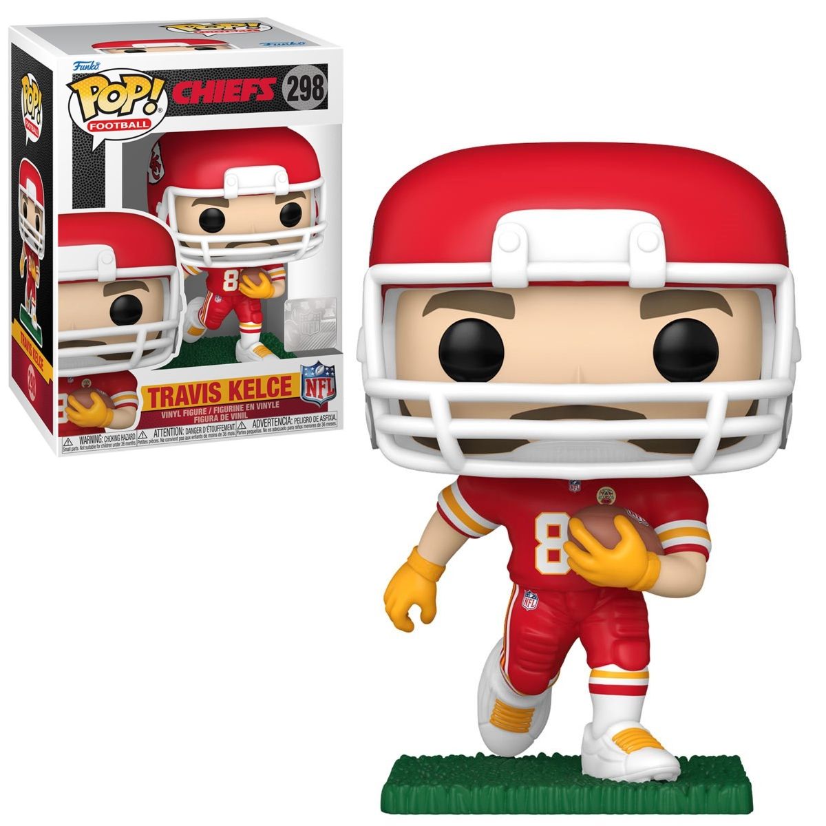 NFL Travis Kelce (Road) Kansas City Chiefs 4&quot;H POP! Football Vinyl Figure #298 in Window Display Box - 2024 Funko