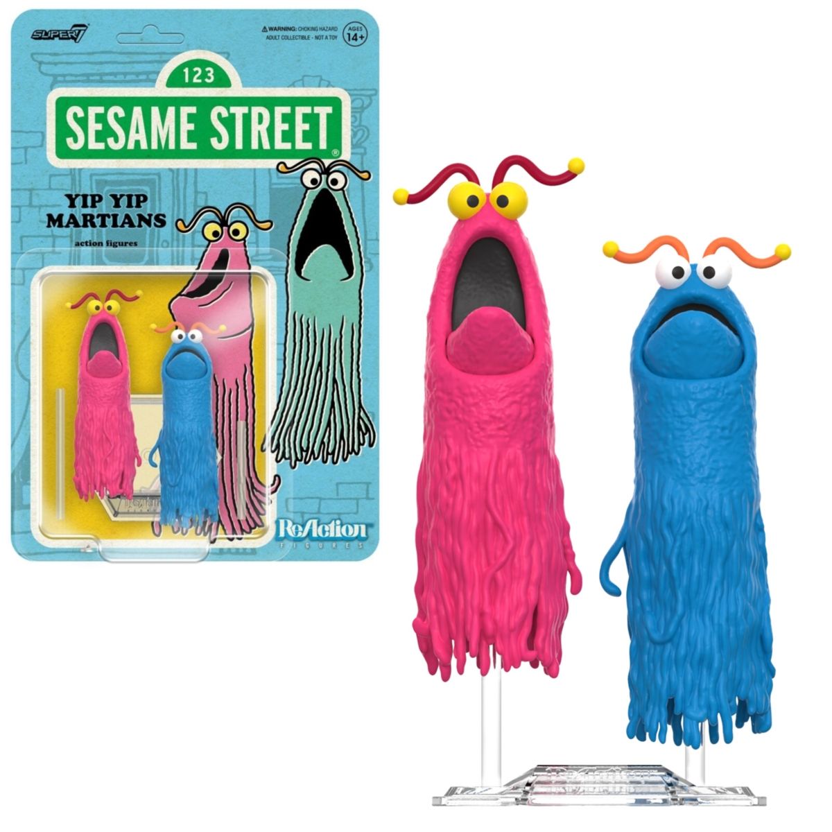 Sesame Street 3 3/4&quot;H Yip Yip Martians ReAction Figures