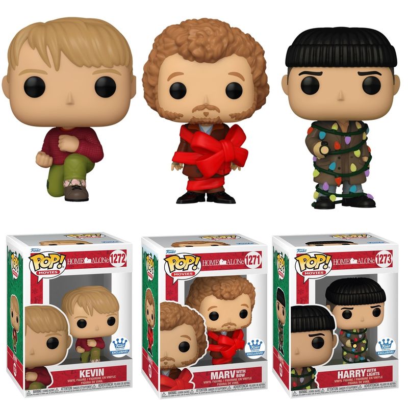 Home Alone 3 3/4&quot;H POP! Movies Vinyl Figures #1271, 1272, 1273 Set of 3 (Kevin, Marv and Harry)