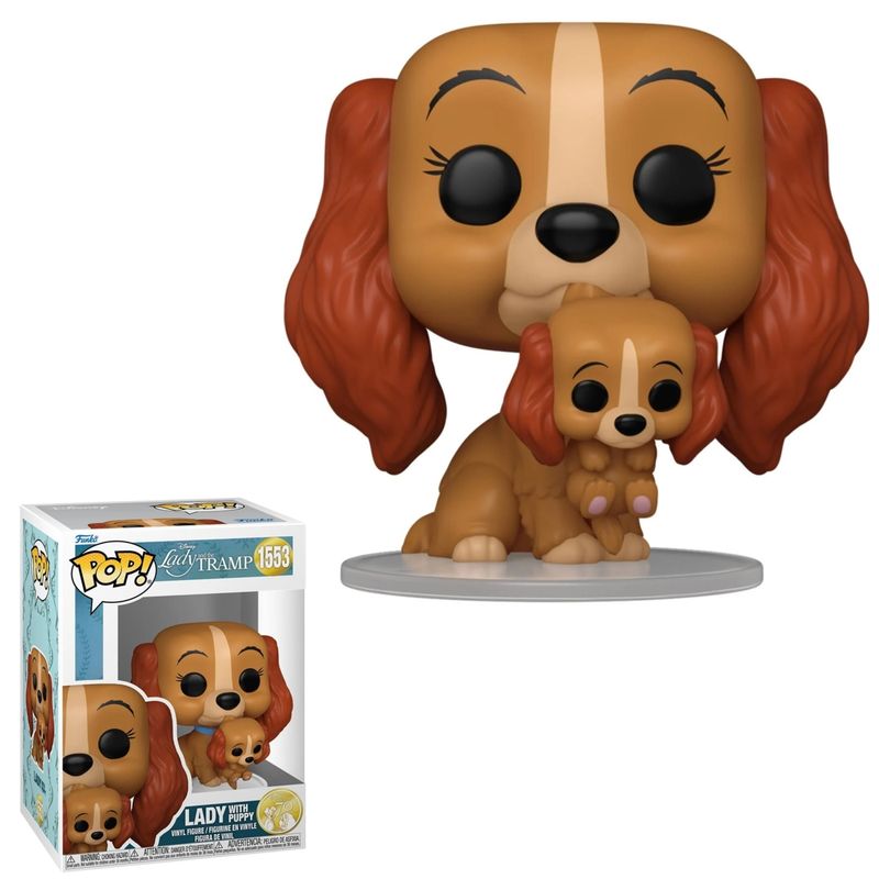 Disney's Lady and the Tramp - 3 1/2"H Lady and 4"H Tramp with Puppies POP! Vinyl Figures #1553 and #1554