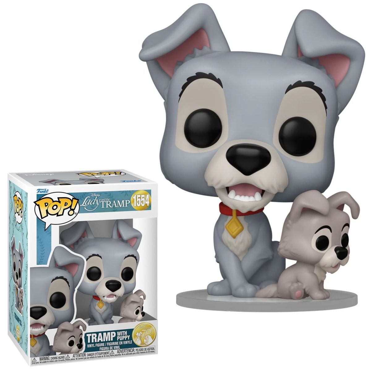 Disney&#39;s Lady and the Tramp - 4&quot;H Tramp with Puppy POP! Vinyl Figure #1554