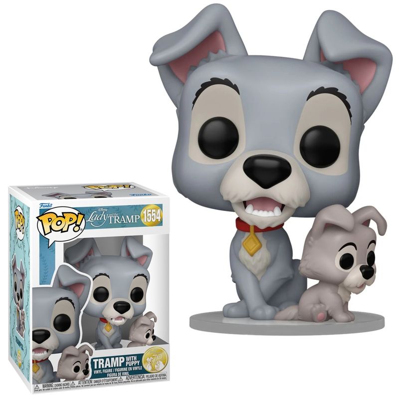 Disney&#39;s Lady and the Tramp - 4&quot;H Tramp with Puppy POP! Vinyl Figure #1554