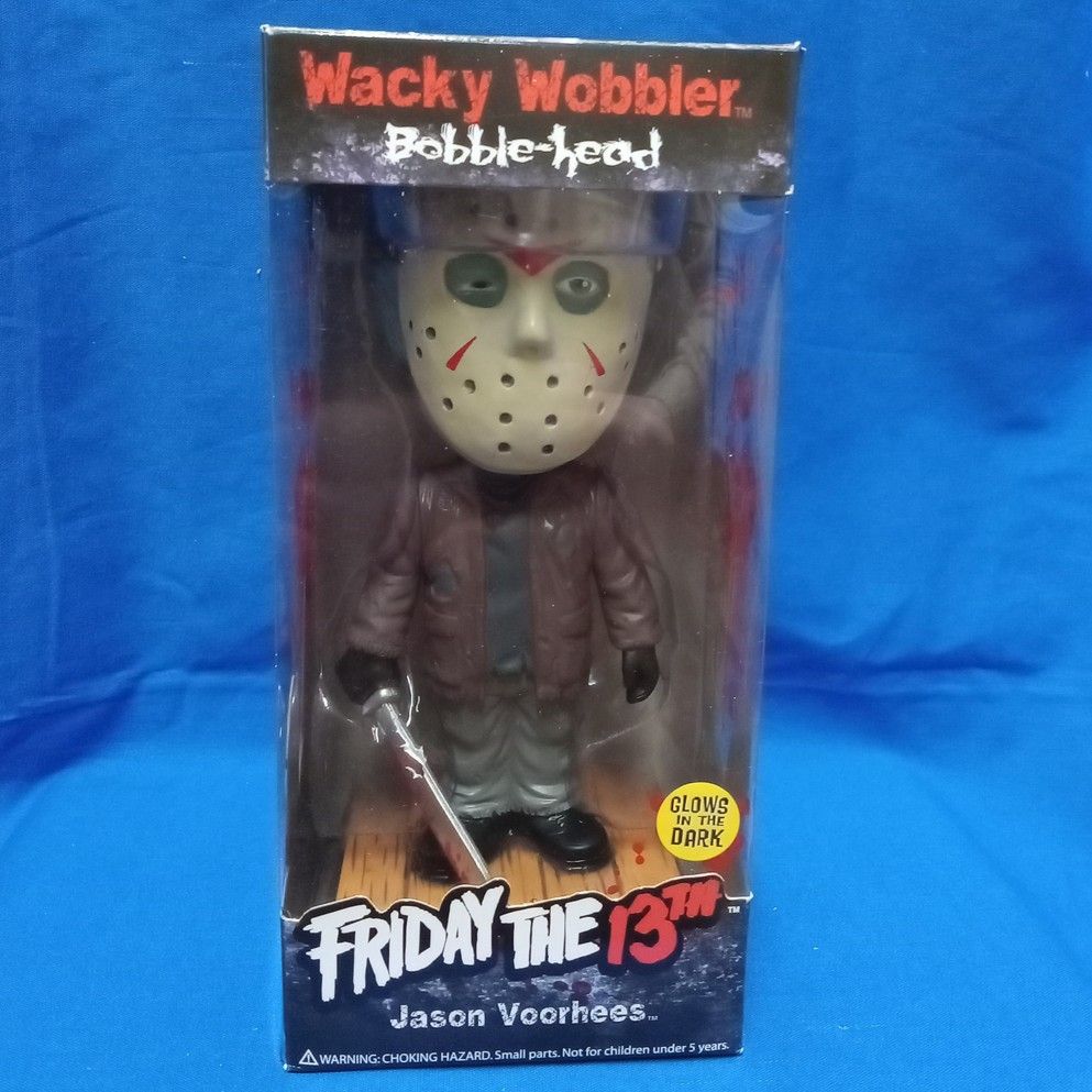 Jason Voorhees Friday the 13th 7&quot;H Wacky Wobbler Bobblehead Doll *GLOW HEAD - RARE CHASE VARIANT*