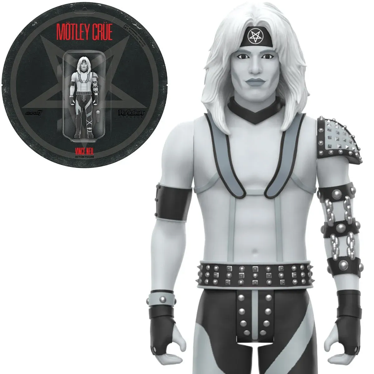 Motley Crue 3 3/4&quot;H Vince Neil Grayscale ReAction Figure