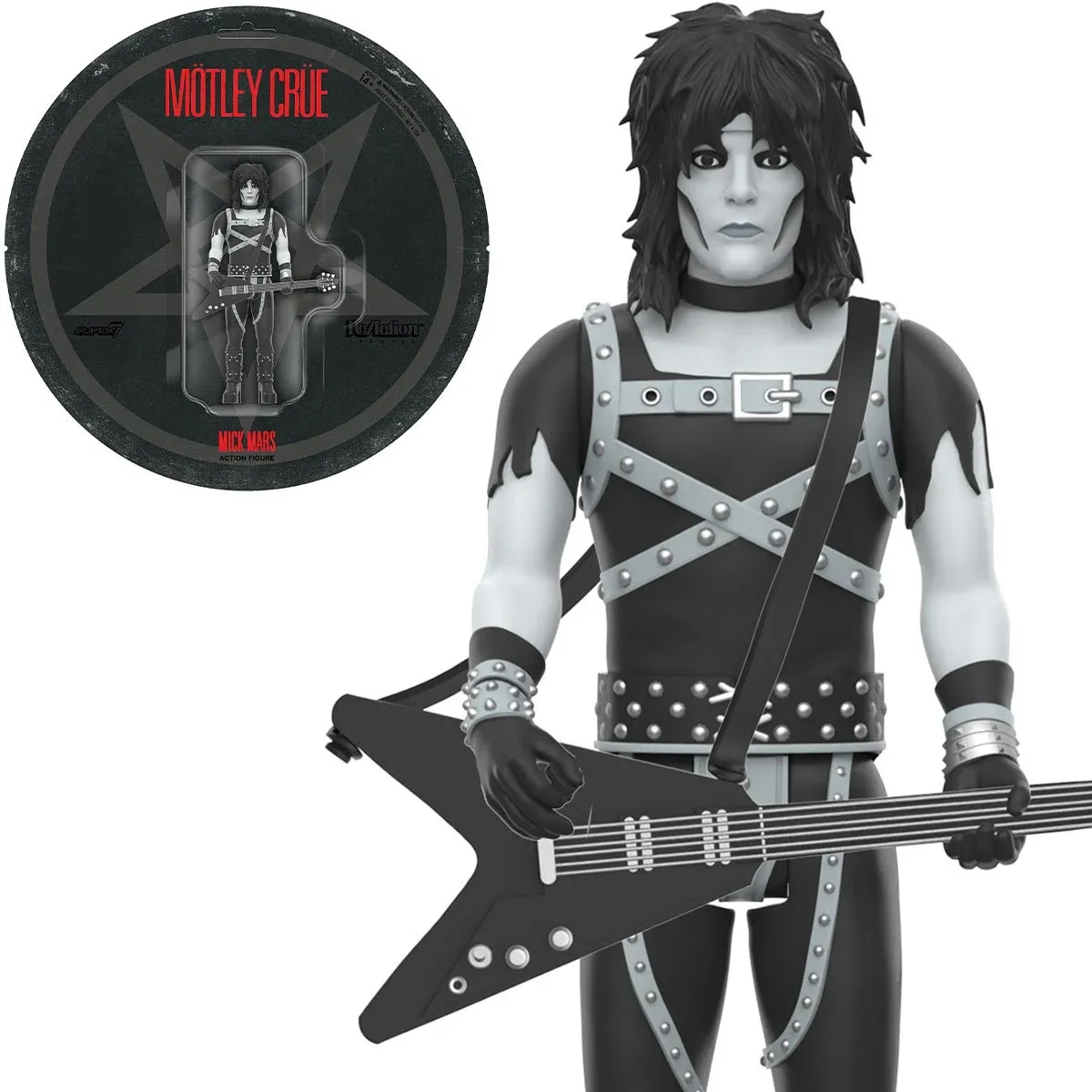 Motley Crue 3 3/4&quot;H Mick Mars Grayscale ReAction Figure