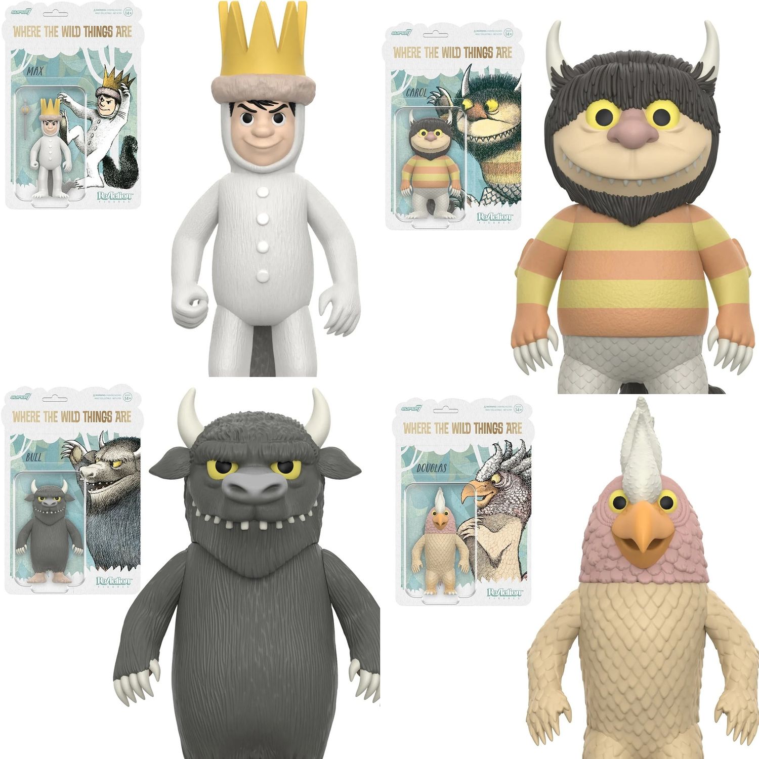 Where the Wild Things Are 4 Piece Set of 3 3/4&quot;H ReAction Figures
