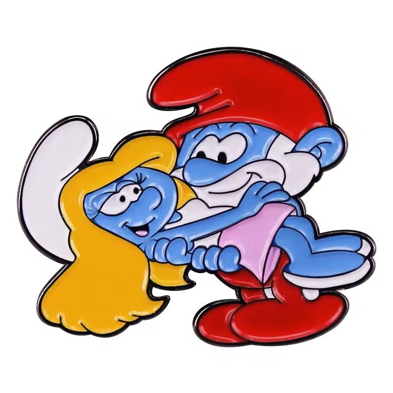 The Smurfs Papa Smurf and Smurfette Enamel Pin / Tie Tack