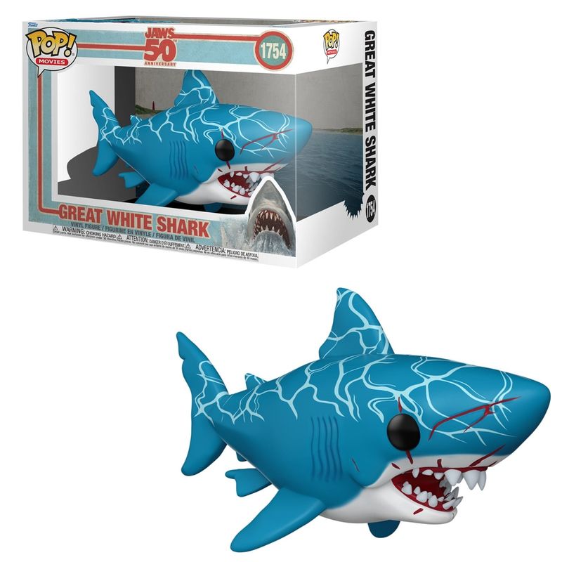 JAWS 6&quot; Super-Size Great White Shark POP! Movies Vinyl Figure #1754 50th Anniversary