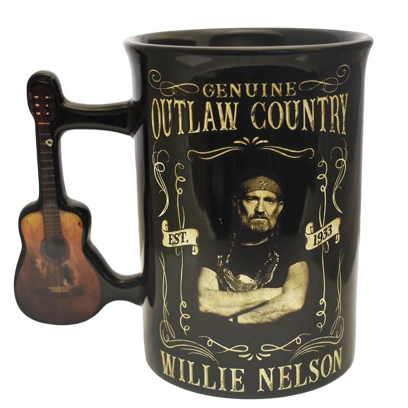 Willie Nelson &quot;Genuine Outlaw Country&quot; 16 Ounce Ceramic Mug with Guitar Handle