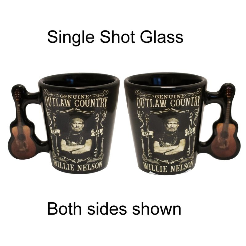 Willie Nelson &quot;Genuine Outlaw Country&quot;  Ceramic Shot Glass with Guitar Handle