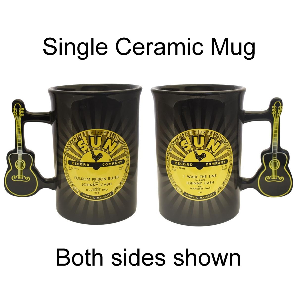 Johnny Cash Sun Records 16 Ounce Ceramic Mug with Guitar Handle