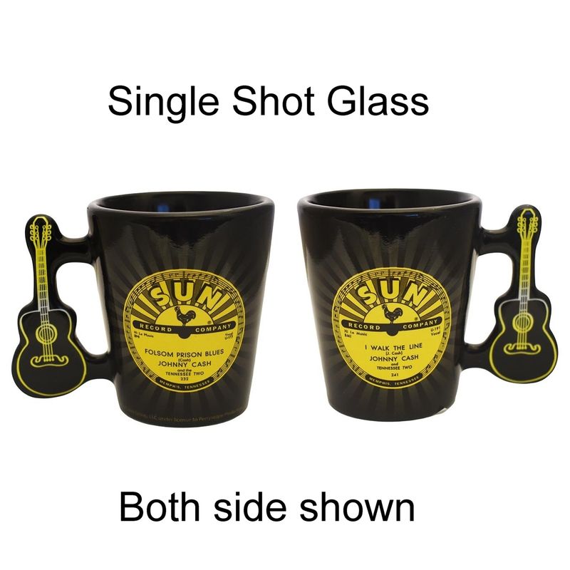 Johnny Cash Sun Records Ceramic Shot Glass with Guitar Handle
