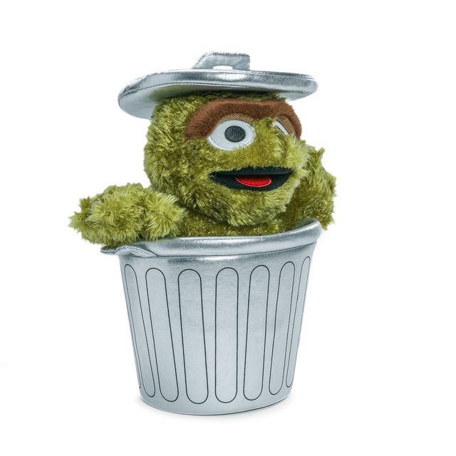 Sesame Street 13&quot;H Oscar the Grouch in Trash Can Plush kidrobot