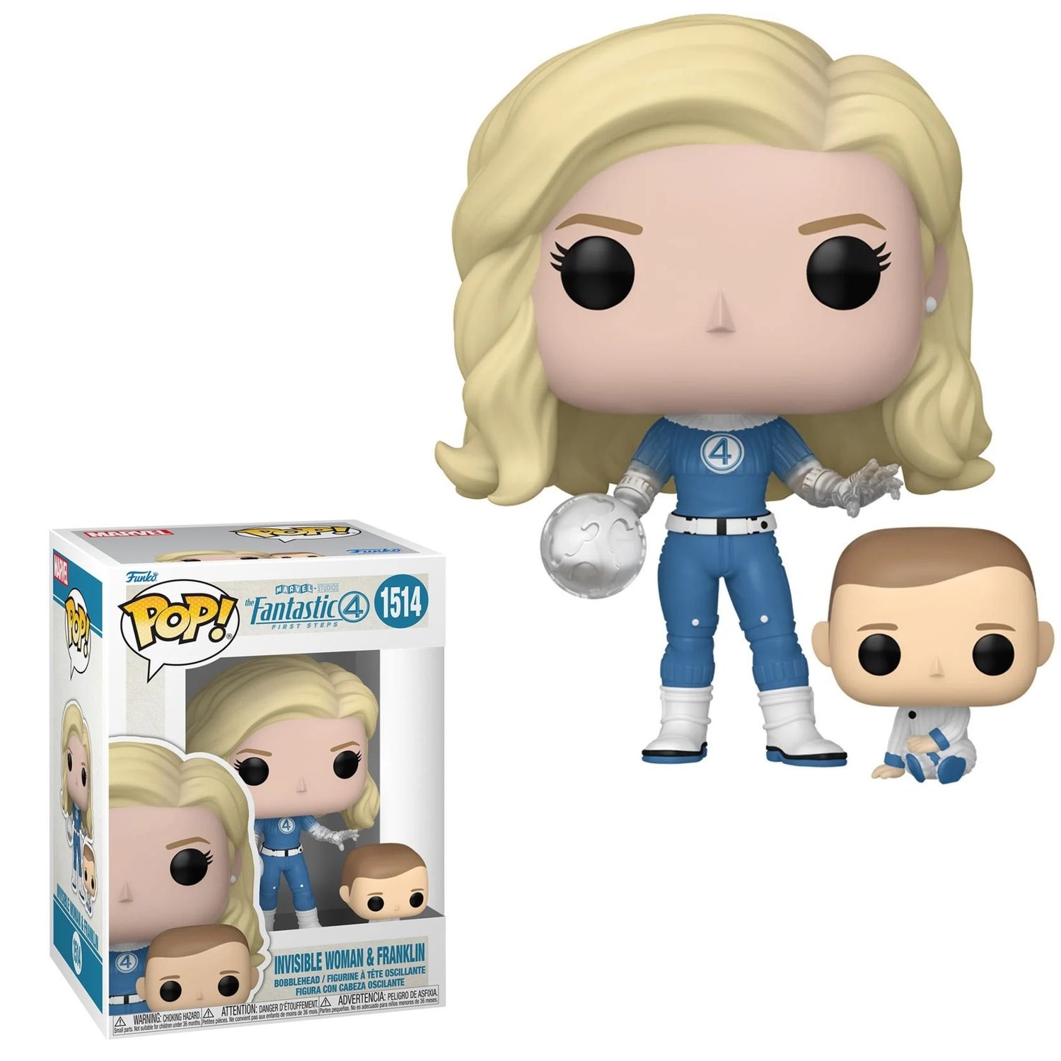 Marvel The Fantastic Four: First Steps Invisible Woman &amp; Franklin 3 3/4&quot;H POP! Vinyl Figure #1514