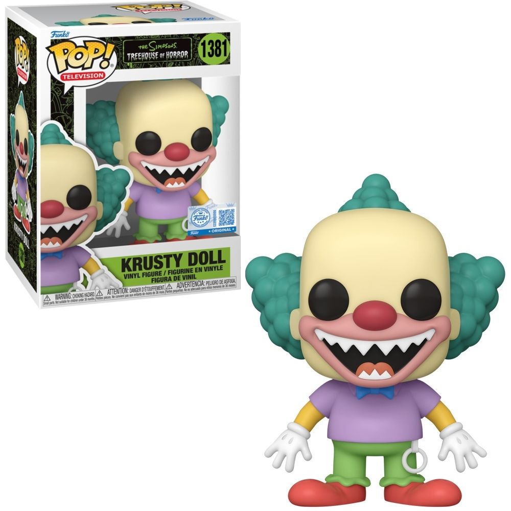 The Simpsons Krusty Doll 4 1/2&quot;H POP! Television Vinyl Figure #1381 - FUNKO EXCLUSIVE