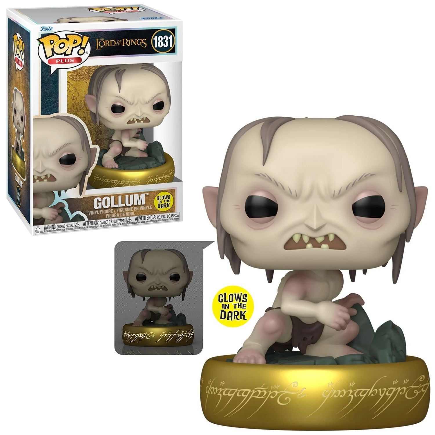 Lord of the Rings Gollum 3 3/4&quot;H POP! Movies Vinyl Figure #1831 - GLOW IN THE DARK