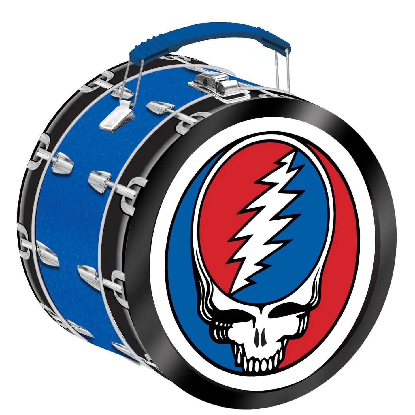 Grateful Dead Steal Your Face Drum Shaped Metal Lunchbox / Fun Box