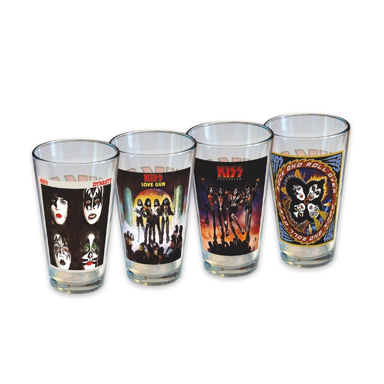 KISS Pint Glasses Set of 4 (Album Covers)