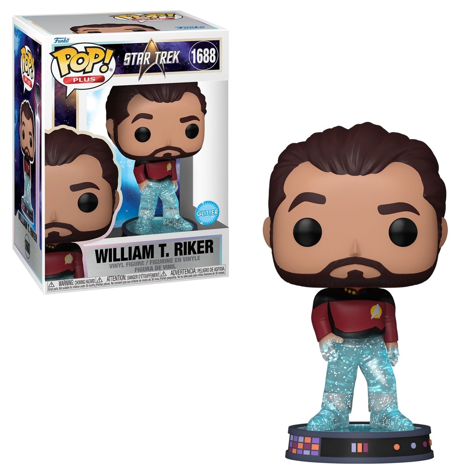 Star Trek 4 1/2&quot;H William T. Riker Transporter (GLITTER) POP! PLUS Vinyl Figure #1688