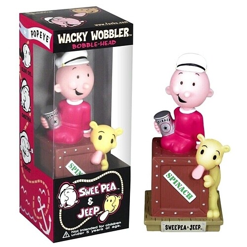 Swee' Pea with Jeep 6"H Wacky Wobbler Bobblehead Doll