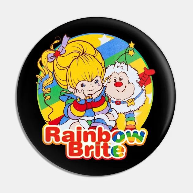 Rainbow Brite and Twink Colorful Large 2 1/4 inch Metal Pinback Button