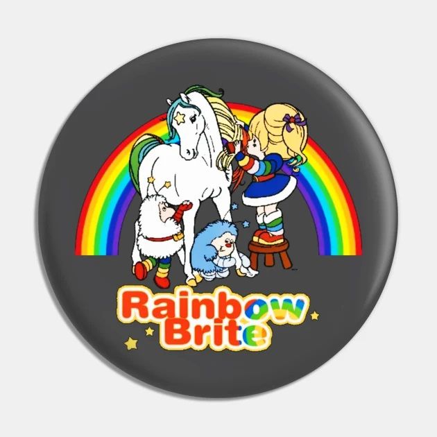 Rainbow Brite, Starlite, Twink and Sprite Large 2 1/4 Inch Colorful Metal Pinback Button
