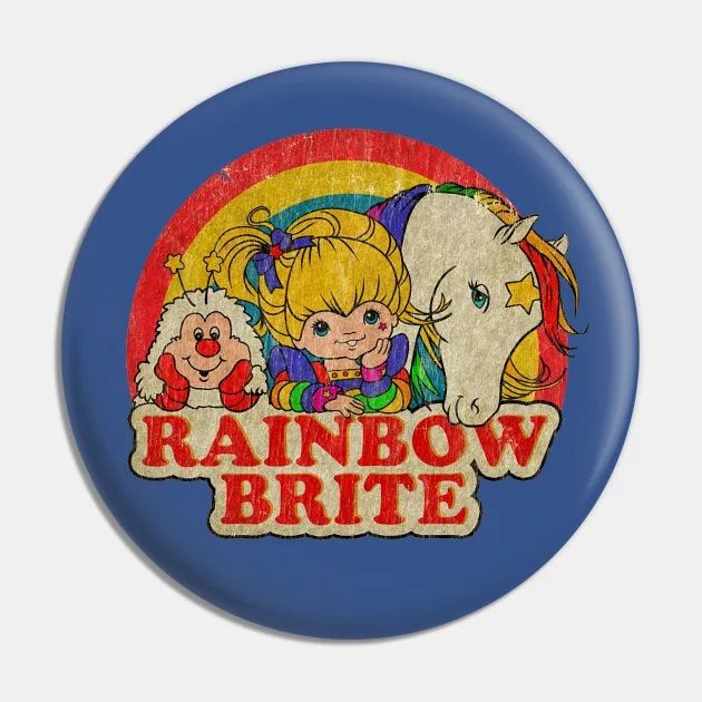 Rainbow Brite, Starlite and Twink Colorful Retro-Look Large 2 1/4 Inch Metal Pinback Button