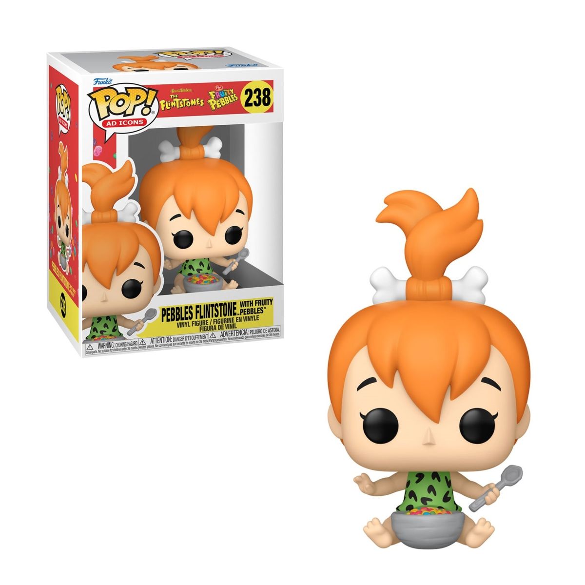 Pebbles Flintstone with Fruity Pebbles 3 3/4"H POP! Ad Icons Vinyl Figure #238