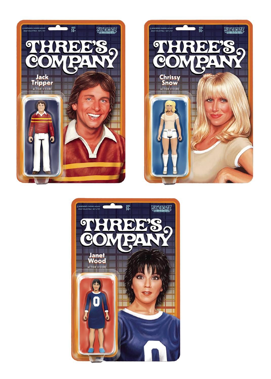 Three's Company 3 3/4"H Set of 3 Action Figures