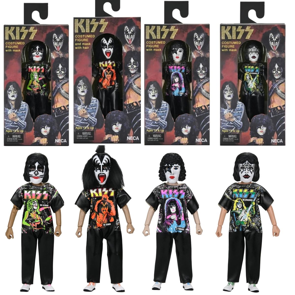 KISS 5 1/2"H Set of 4 Ben Cooper Costumed Kids Action Figures