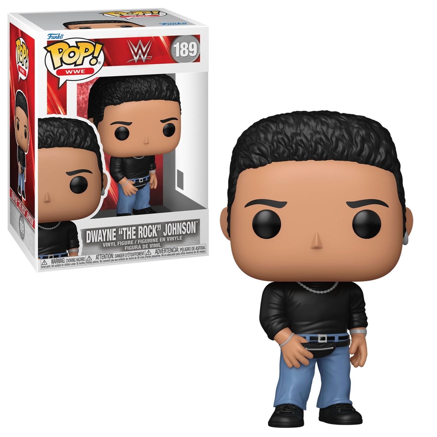 WWE Dwayne "The Rock" Johnson with Fanny Pack 3 3/4"H POP! WWE Vinyl Figure #189
