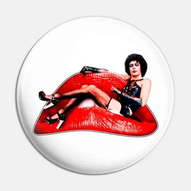 Rocky Horror Picture Show Frank-N-Furter and Lips 2 1/4"D Pinback Button