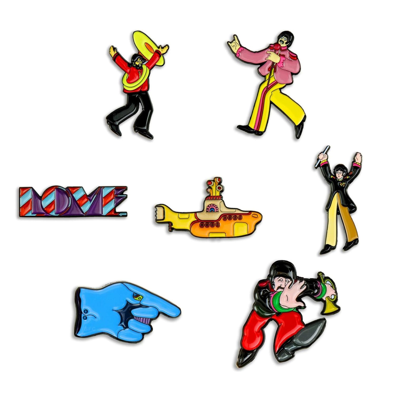 Beatles Yellow Submarine Set of Enamel Lapel Pins / Tie Tacks Set of 7