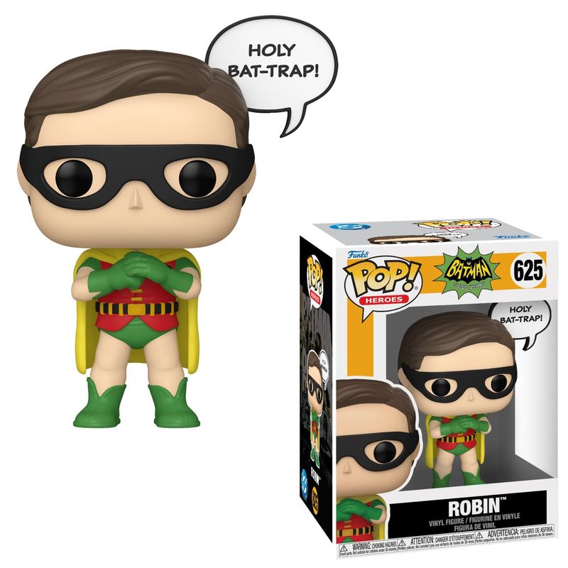 Batman 1966 4 1/2"H Robin POP! Heroes Vinyl Figure #625 - Sayings "Holy Bat-Trap!"