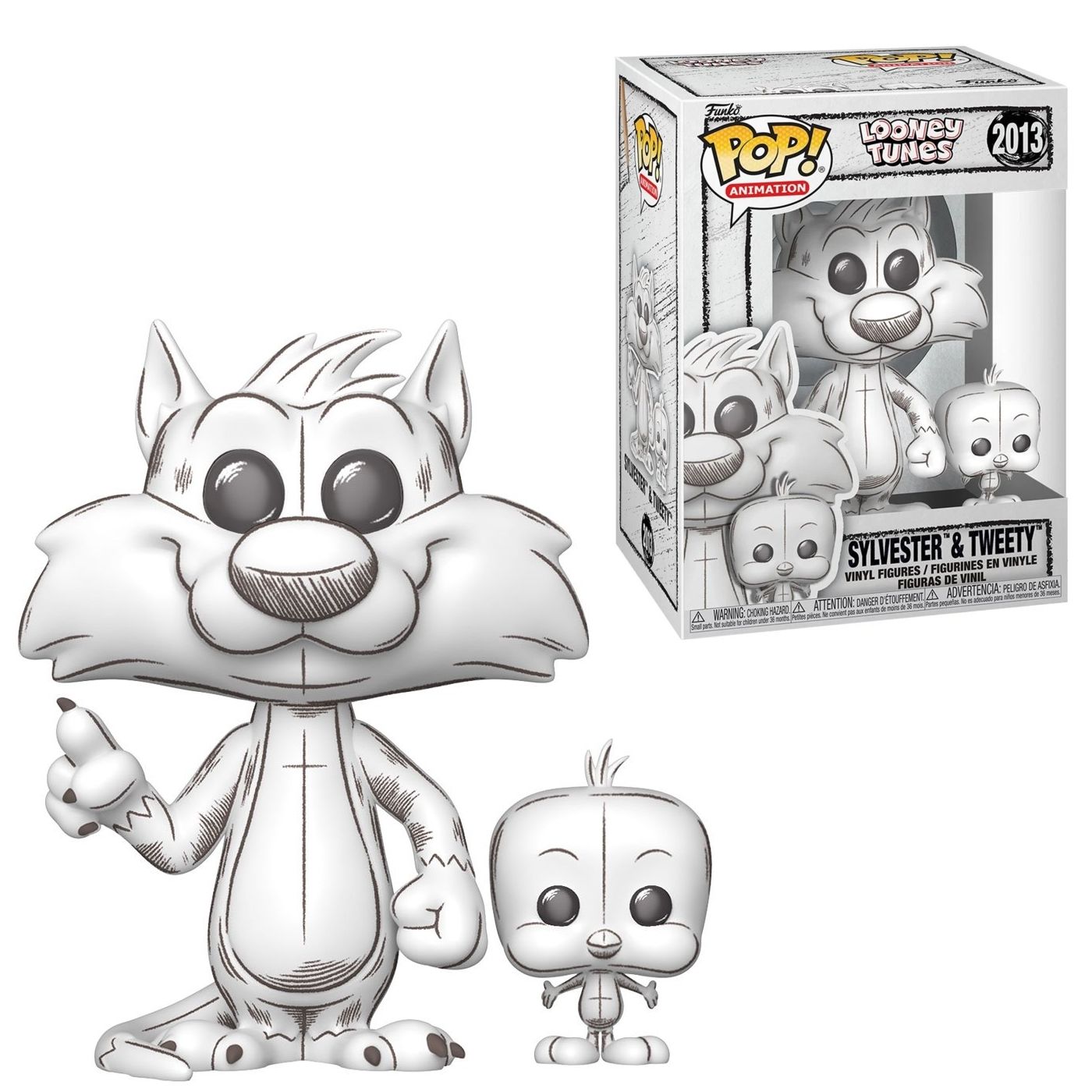 Looney Tunes 4 1/4"H Sylvester with 1 3/4"H Tweety Buddy Wave 6 POP! Animation Vinyl Figures #2013 - Sketched