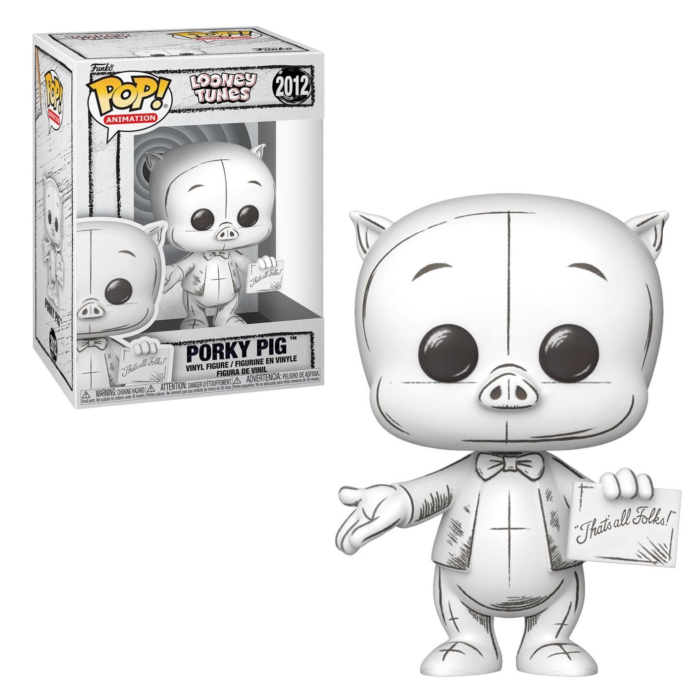 Looney Tunes 3 1/2"H Porky Pig Wave 6 POP! Animation Vinyl Figure #2012 - Sketched