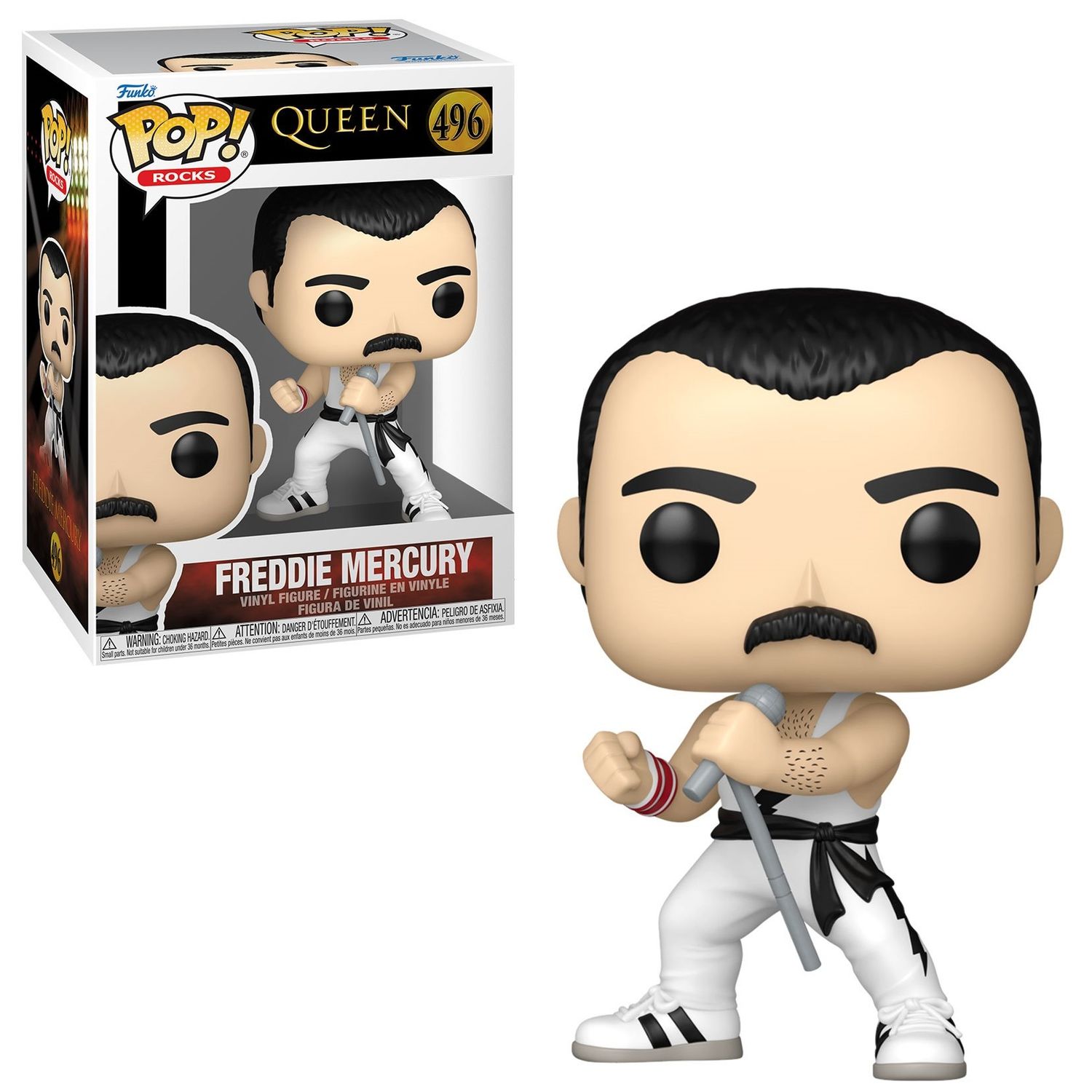 Queen Freddie Mercury (White Singlet) 4"H POP! Rocks Vinyl Figure #496