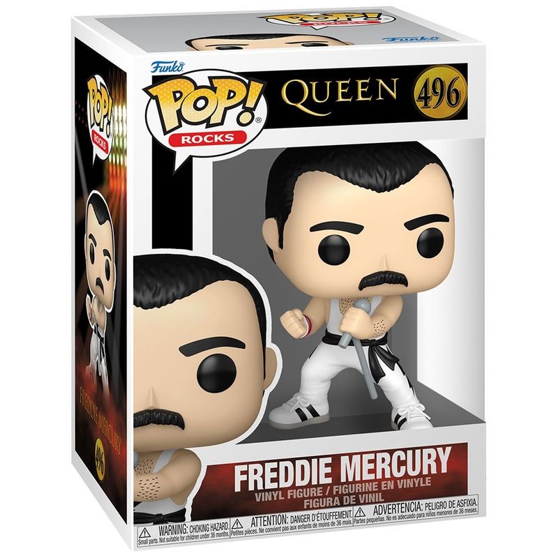Queen Freddie Mercury (White Singlet) 4"H POP! Rocks Vinyl Figure #496
