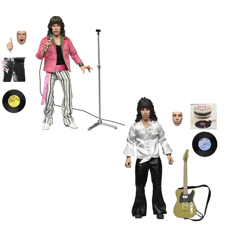 The Rolling Stones 8"H Mick Jagger AND Keith Richards Action Figure by NECA
